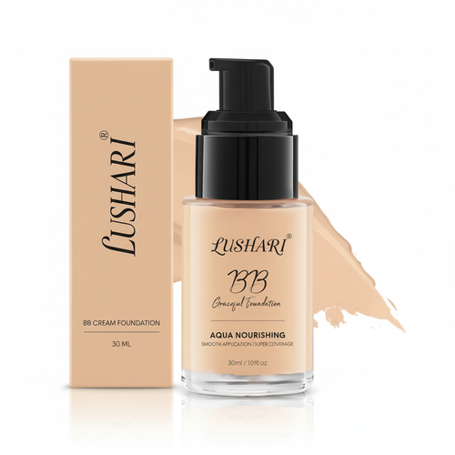 Lushari BB Cream Foundation 30 ml pump bottle and matching box